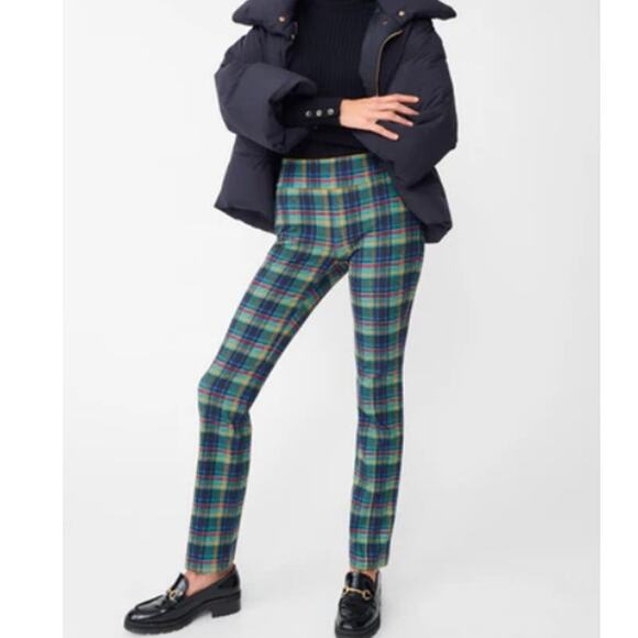 J. McLaughlin Women's Mid Rise Preppy Academia‎ Plaid Pull On Pants Size M Multi